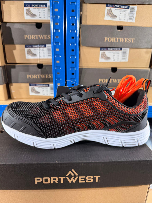 Portwest Unisex Steelite Tove Safety Trainers Black/Orange (8 UK)