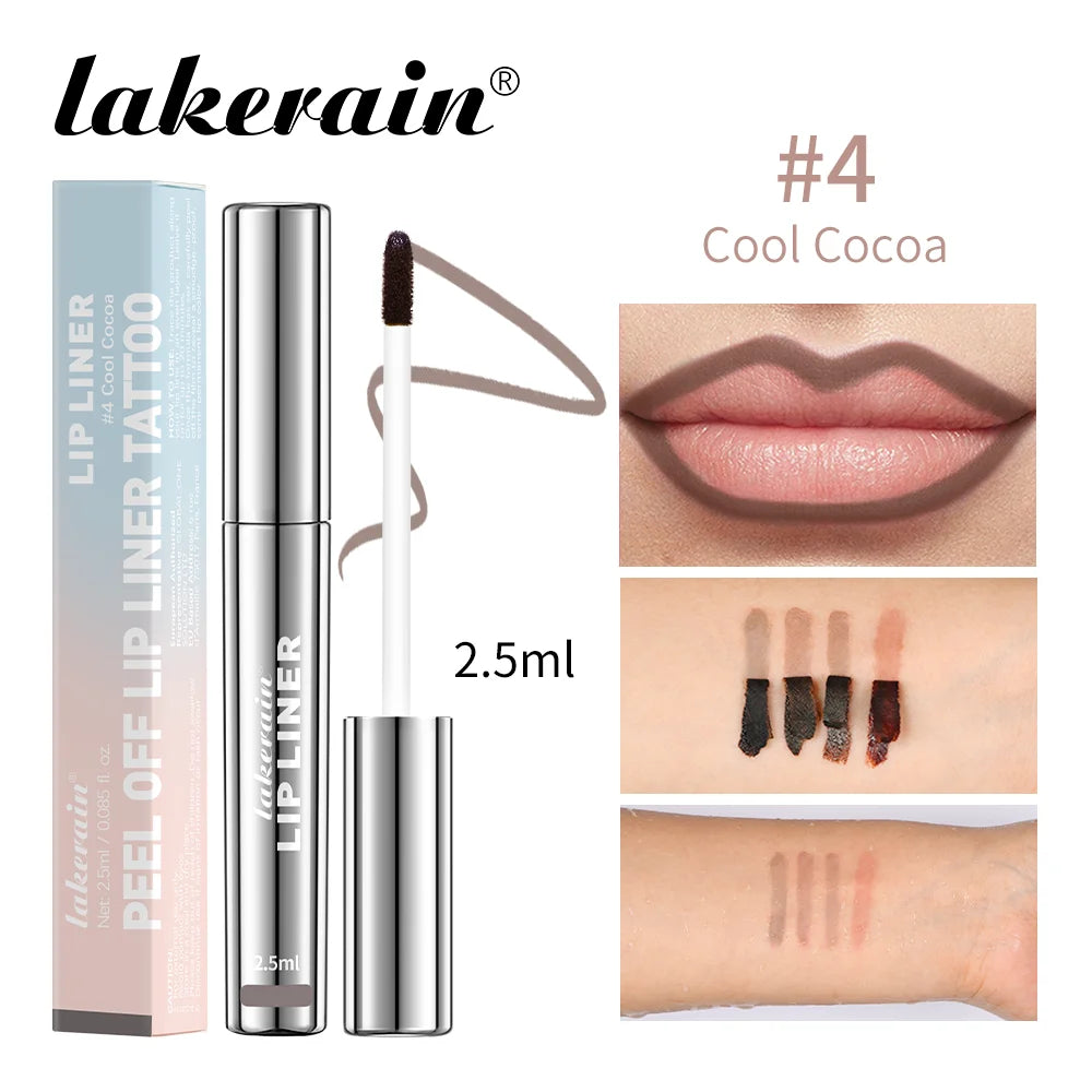 Waterproof Lip Liner Peel Off Tattoo Lip Gloss Waterproof Long Lasting Matte Lip Tint Brown Contour Tear-off Lips Stain Cosmetic