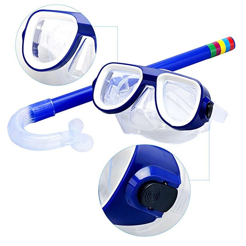 Kids Diving Goggle Mask Breathing Tube Shockproof Anti-Fog Durable Underwater Swimming Glasses Band Snorkeling Accessories Set