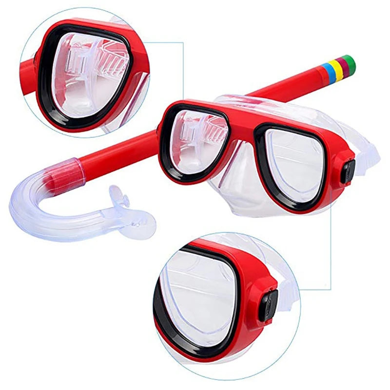 Kids Diving Goggle Mask Breathing Tube Shockproof Anti-Fog Durable Underwater Swimming Glasses Band Snorkeling Accessories Set