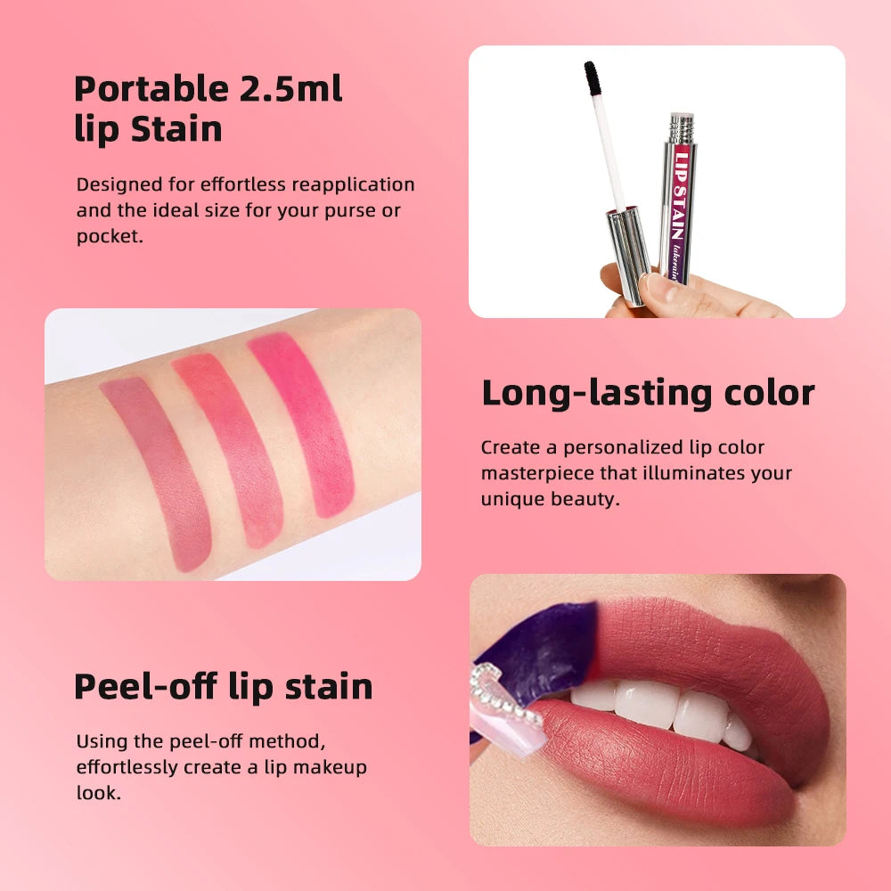 Lakerain Peel Off and Reveal Lip Stain - Long Lasting, Waterproof Pink Lip Tint, Transfer Proof Natural Lip Stain