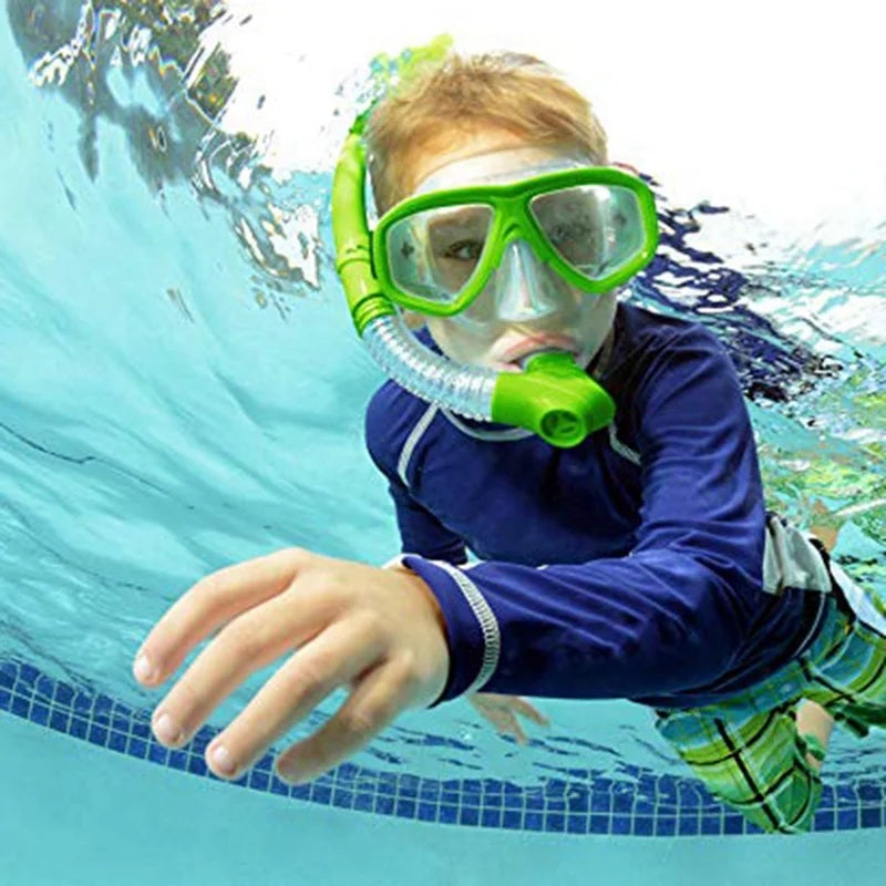 Kids Diving Goggle Mask Breathing Tube Shockproof Anti-Fog Durable Underwater Swimming Glasses Band Snorkeling Accessories Set