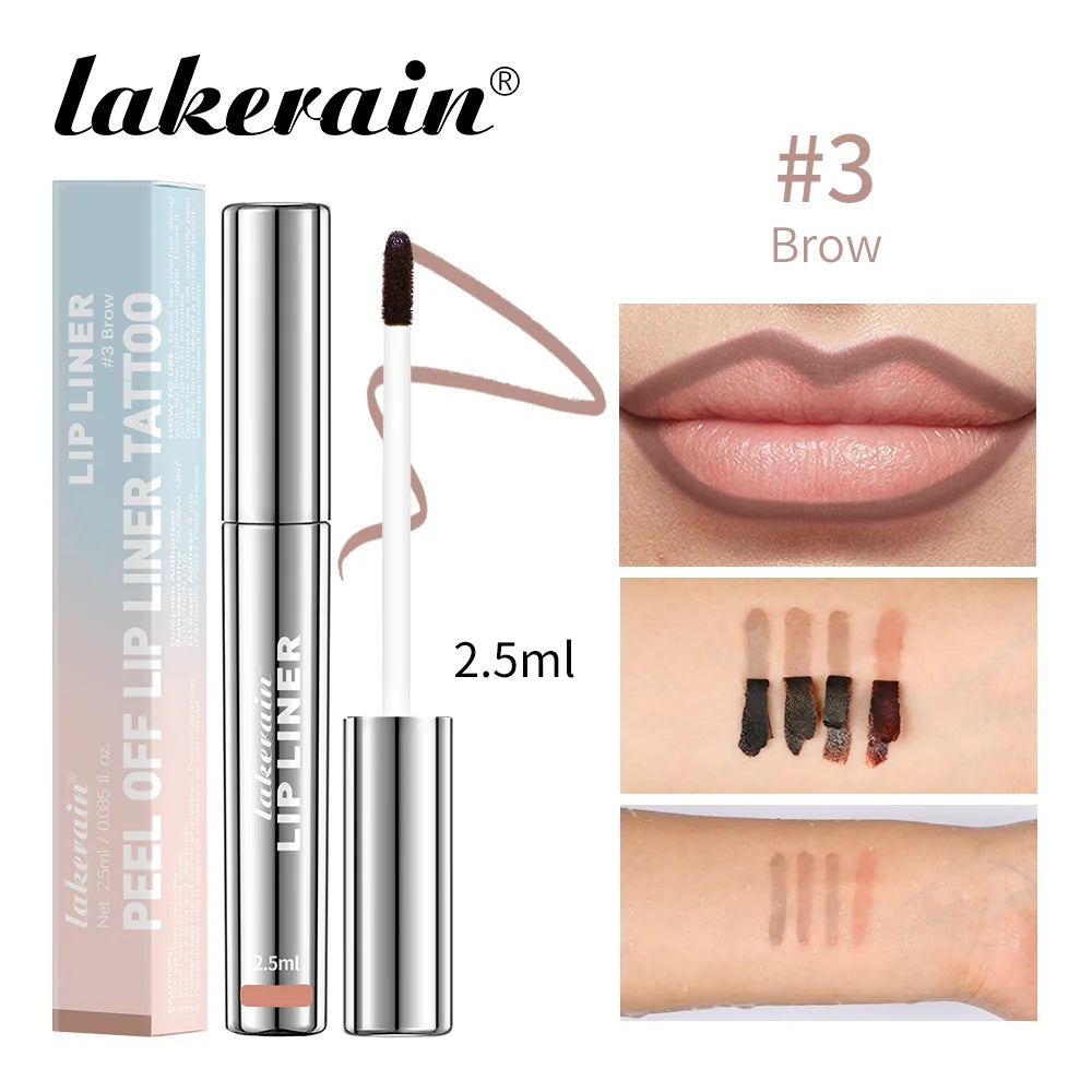 Waterproof Lip Liner Peel Off Tattoo Lip Gloss Waterproof Long Lasting Matte Lip Tint Brown Contour Tear-off Lips Stain Cosmetic