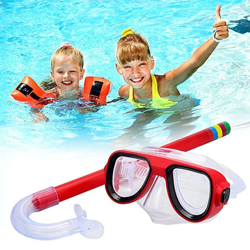 Kids Diving Goggle Mask Breathing Tube Shockproof Anti-Fog Durable Underwater Swimming Glasses Band Snorkeling Accessories Set