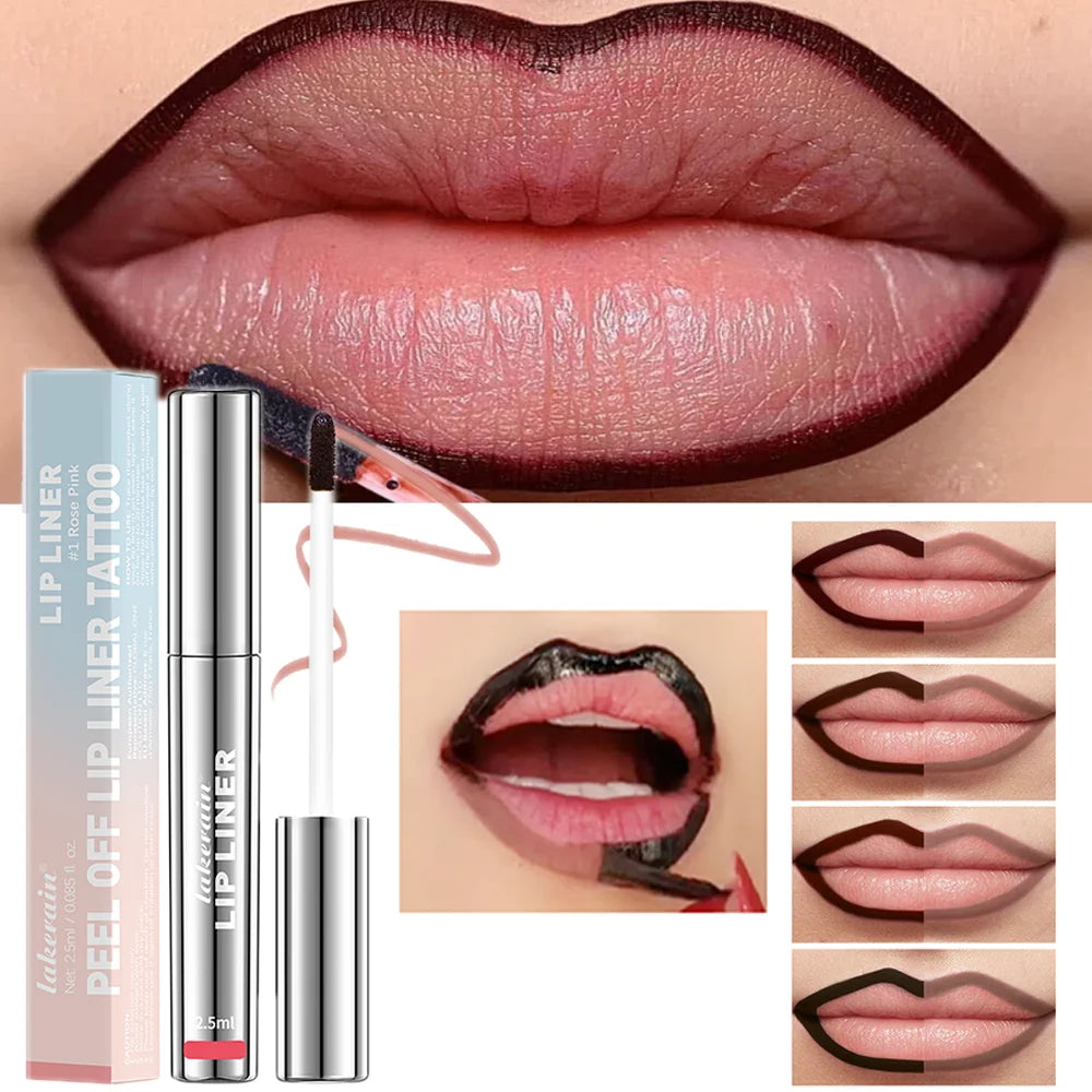 Waterproof Lip Liner Peel Off Tattoo Lip Gloss Waterproof Long Lasting Matte Lip Tint Brown Contour Tear-off Lips Stain Cosmetic