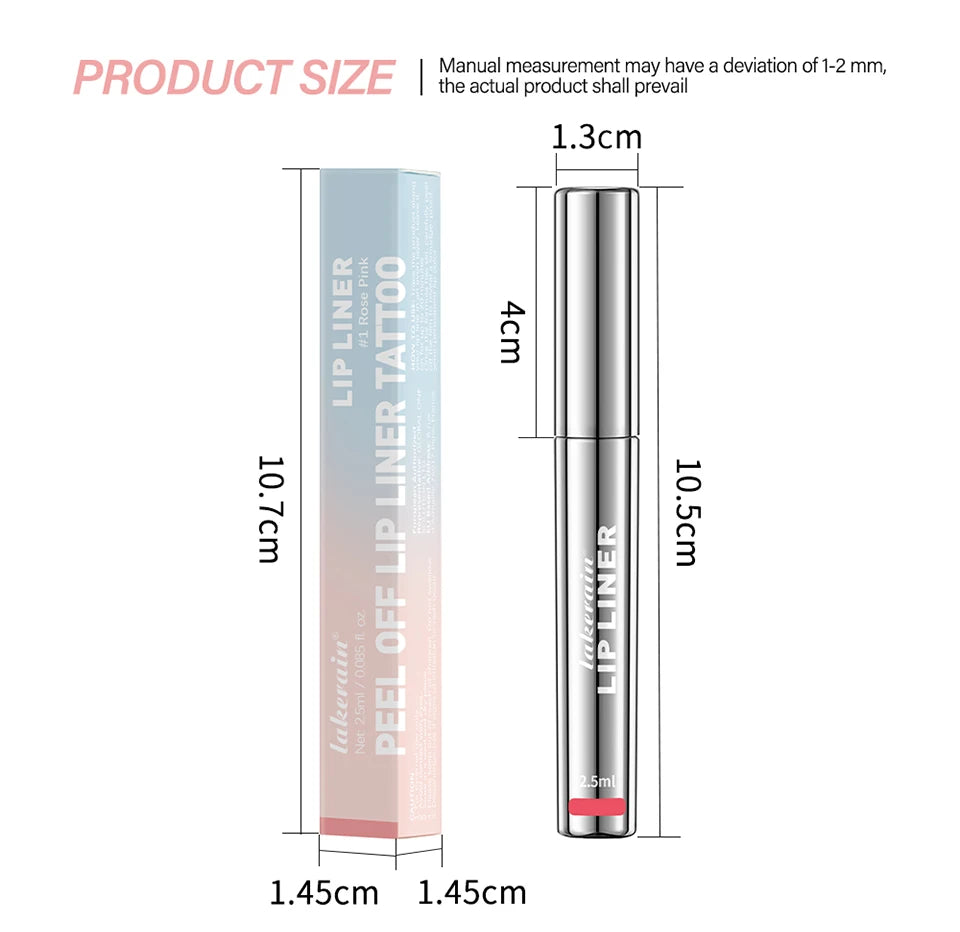 Waterproof Lip Liner Peel Off Tattoo Lip Gloss Waterproof Long Lasting Matte Lip Tint Brown Contour Tear-off Lips Stain Cosmetic