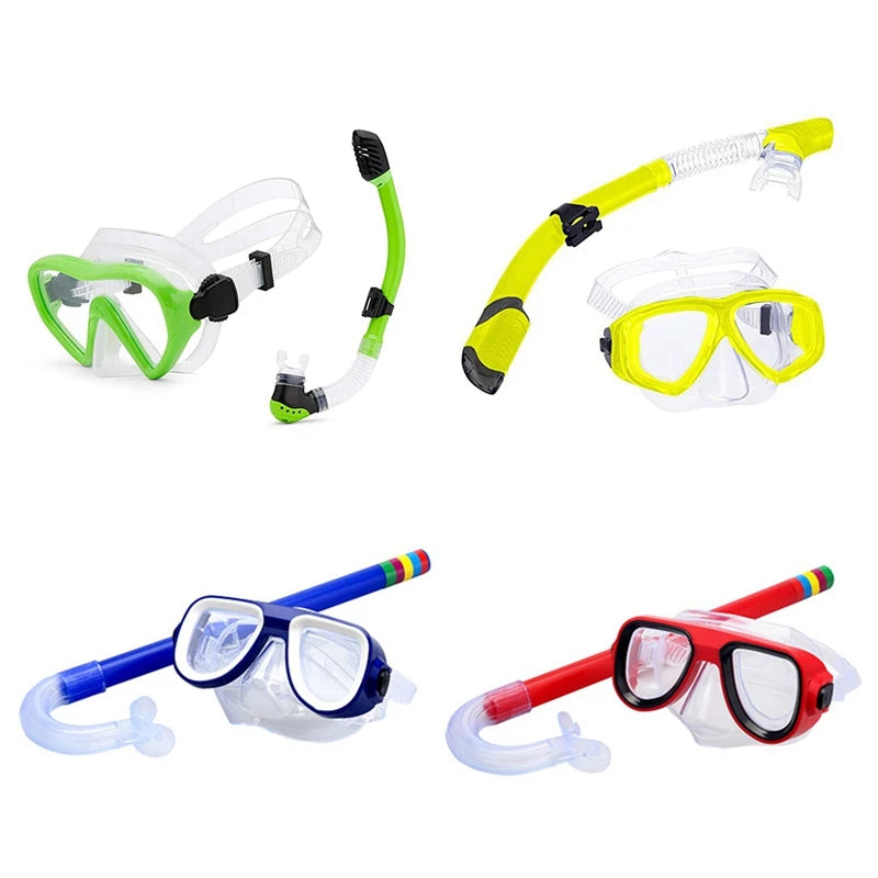 Kids Diving Goggle Mask Breathing Tube Shockproof Anti-Fog Durable Underwater Swimming Glasses Band Snorkeling Accessories Set