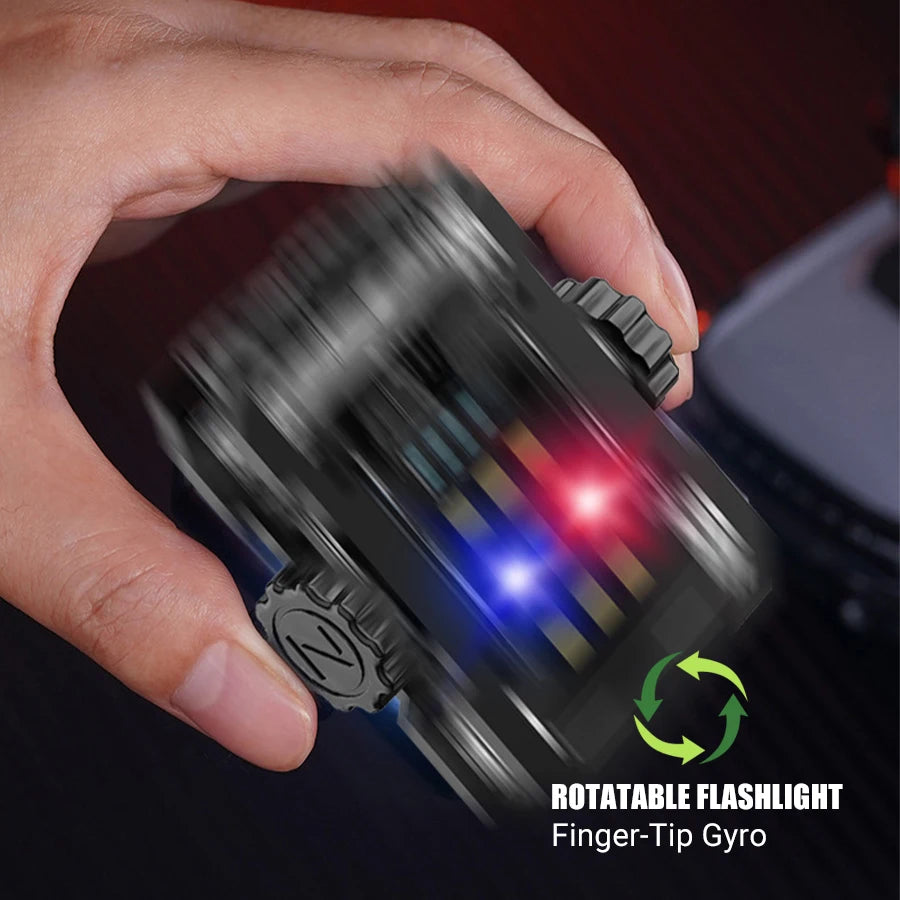 New Multifunctional Fidget Spinner Mini LED Flashlight Gyroscope Portable Type-c Rechargeable Torch 6 mode Emergency Camping Lantern