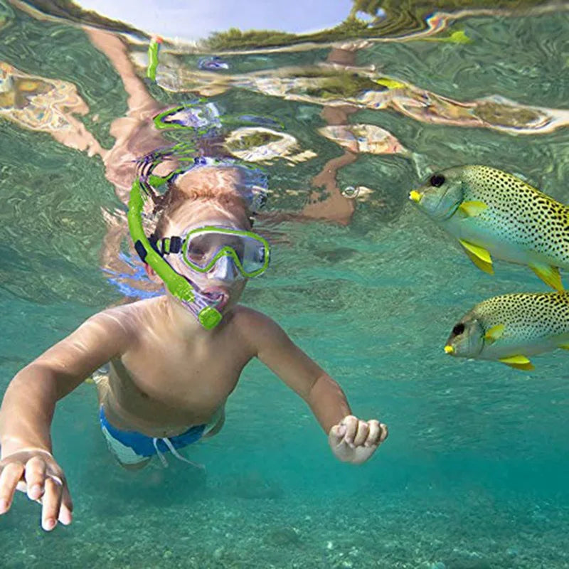Kids Diving Goggle Mask Breathing Tube Shockproof Anti-Fog Durable Underwater Swimming Glasses Band Snorkeling Accessories Set