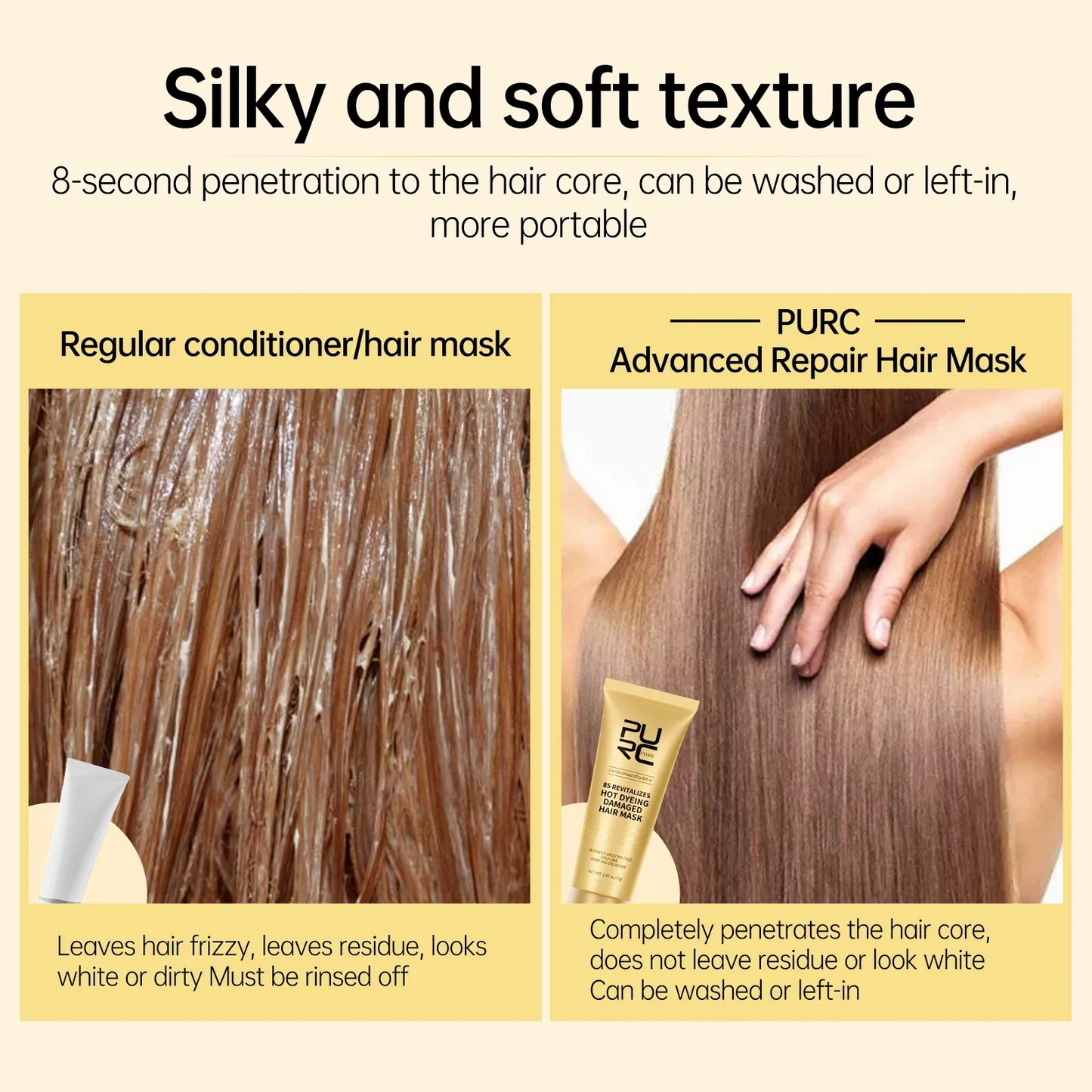 PURC 8 Seconds Hair Mask Professional Keratin Treatment Cream Smoothing Straightenig Soft Repair Damaged Frizz Hair