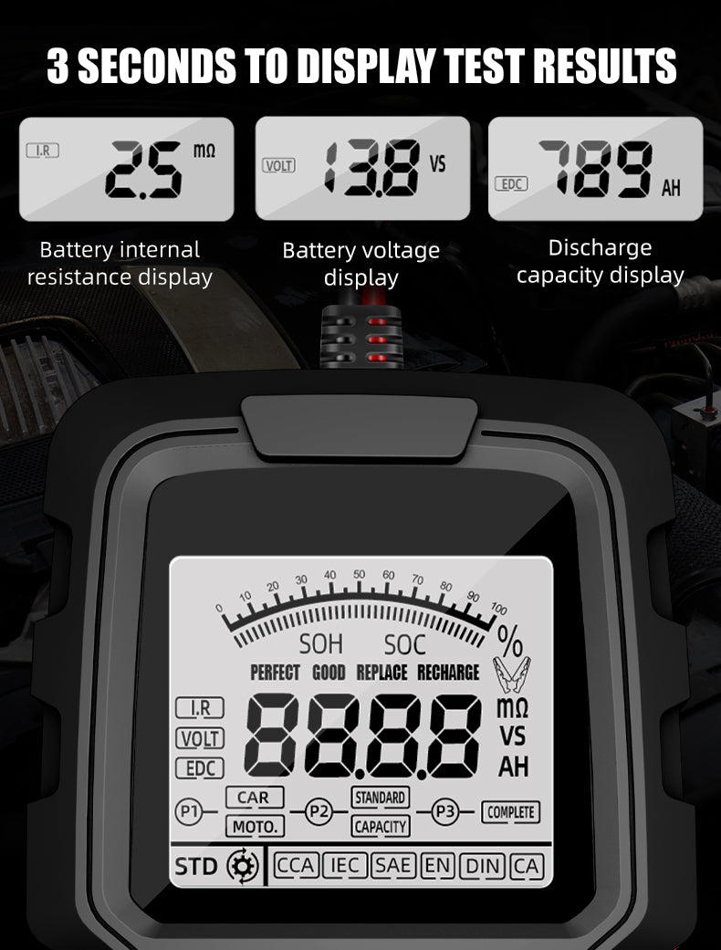 TK-200 12V/24V Smart Lead Acid Battery Tester Display Car Battery Tester