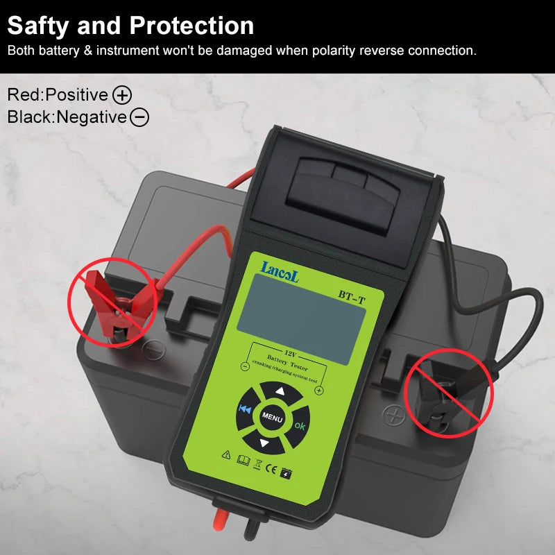 Lancol BT-T 12V Auto Battery Diagnostic Tool Cranking Test Built In Printer