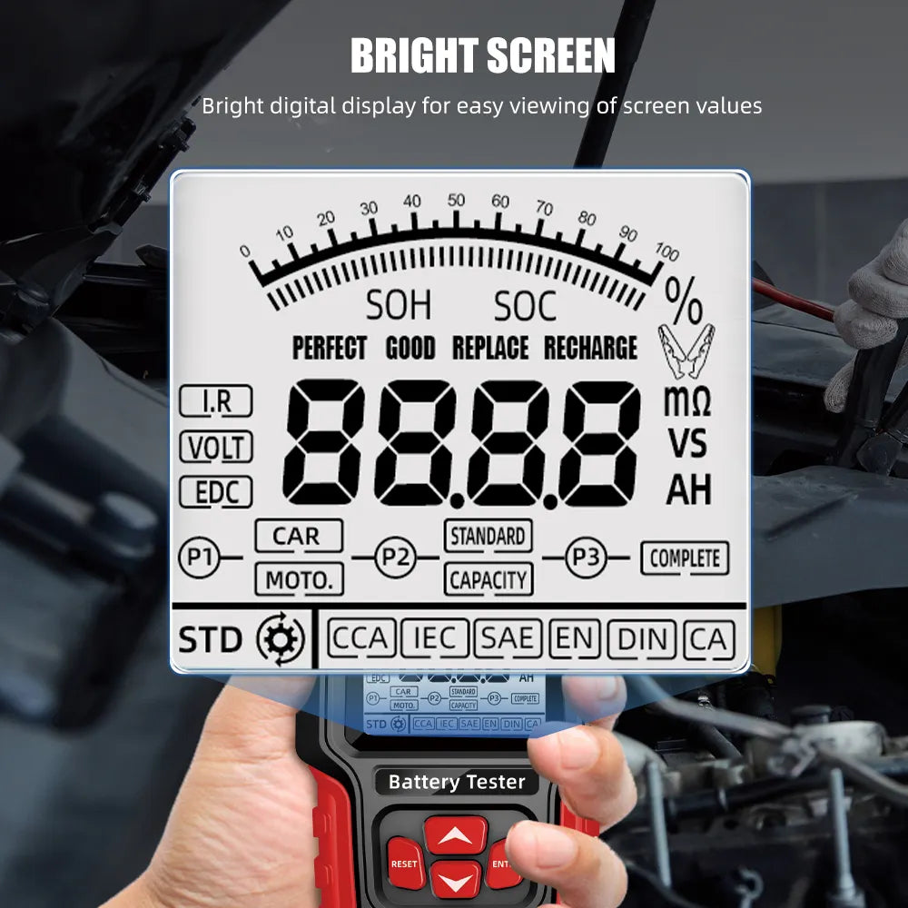 TK-200 12V/24V Smart Lead Acid Battery Tester Display Car Battery Tester