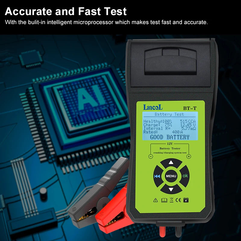 Lancol BT-T 12V Auto Battery Diagnostic Tool Cranking Test Built In Printer