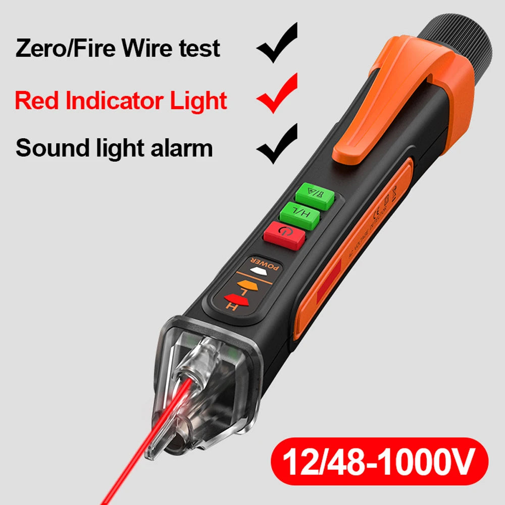 Non-Contact Voltage Detector Electrical Pen AC Voltage Tester Smart Breakpoint Finder 12-1000V Buzzer Alarm with Flashlight