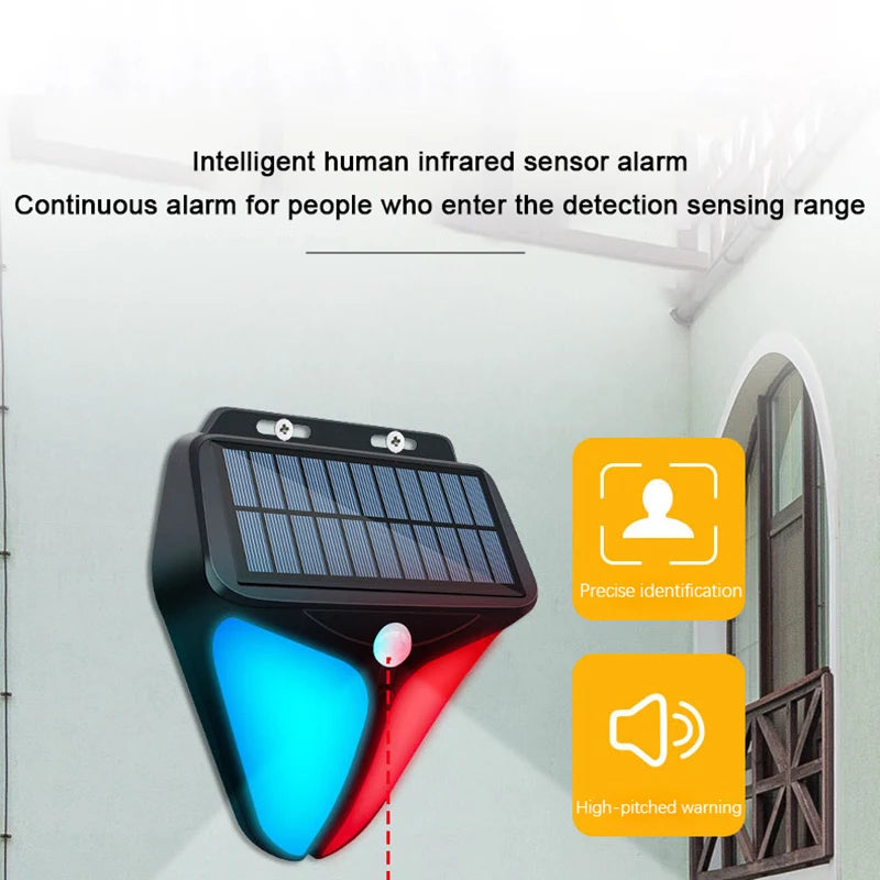 Outdoor Solar Alarms Lights Strobe Light Siren Wireless Solar Powered Light Garden Orchard Warning Security System