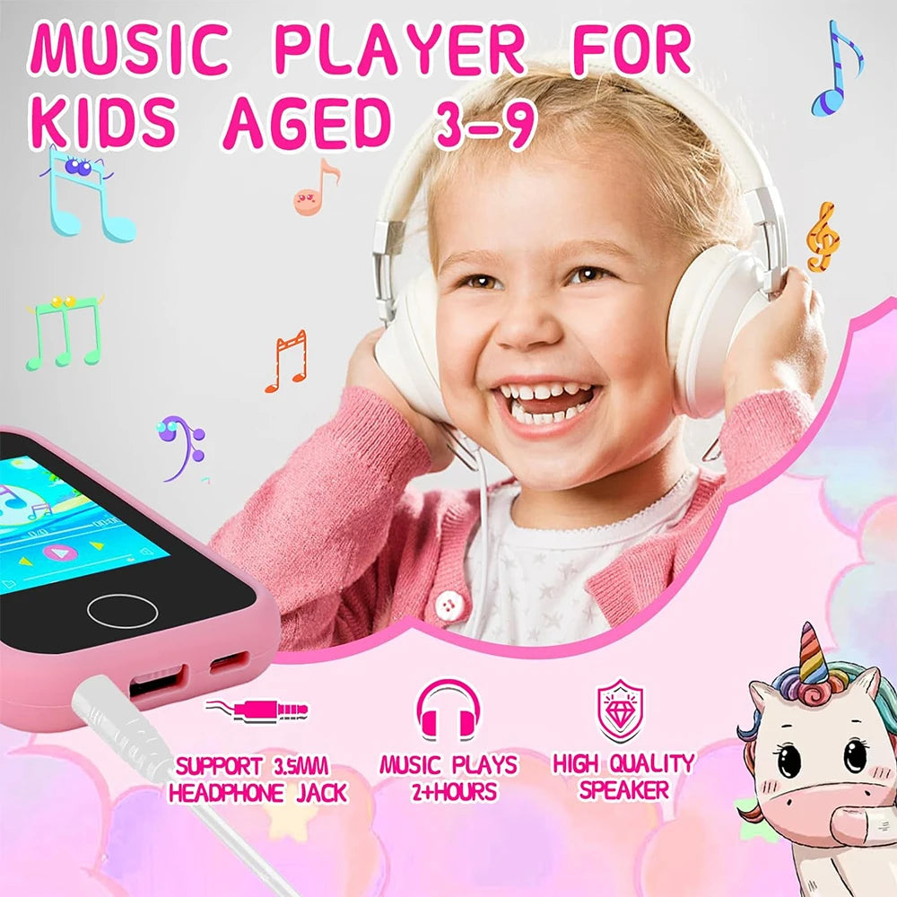 Kids Smart Phone Camera Toys Touchscreen Unicorn Baby Mobile MP3 Player Digital Camera Educational Toys for Girls Boys Age 3-8