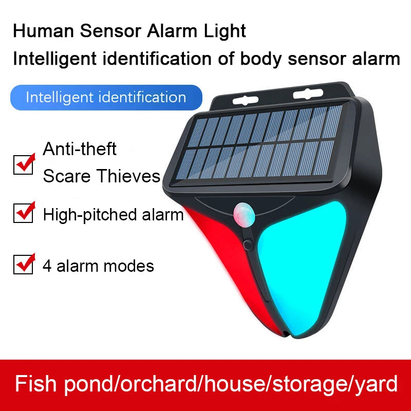 Outdoor Solar Alarms Lights Strobe Light Siren Wireless Solar Powered Light Garden Orchard Warning Security System