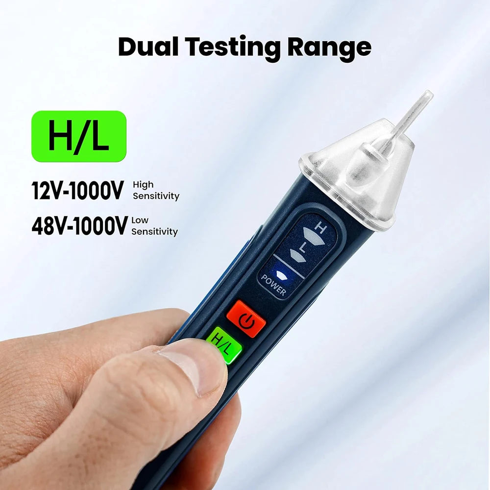 Non-Contact Voltage Detector Electrical Pen AC Voltage Tester Smart Breakpoint Finder 12-1000V Buzzer Alarm with Flashlight