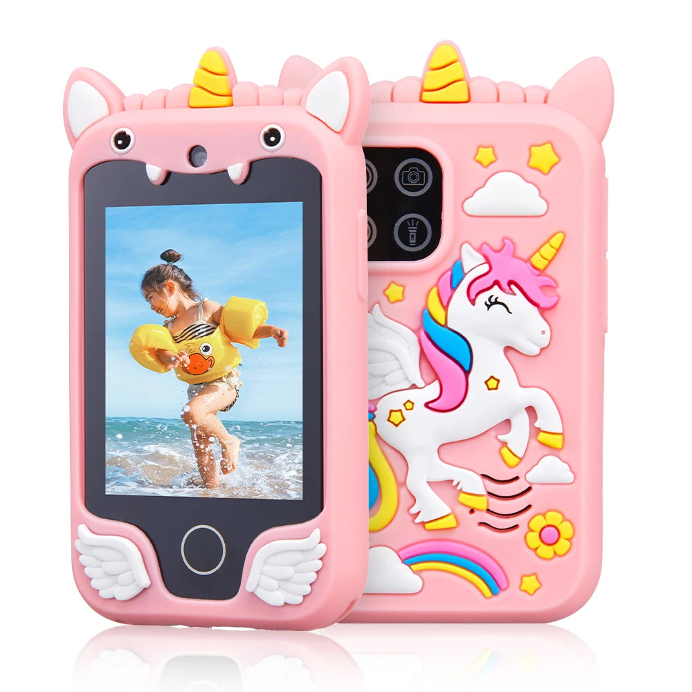 Kids Smart Phone Camera Toys Touchscreen Unicorn Baby Mobile MP3 Player Digital Camera Educational Toys for Girls Boys Age 3-8