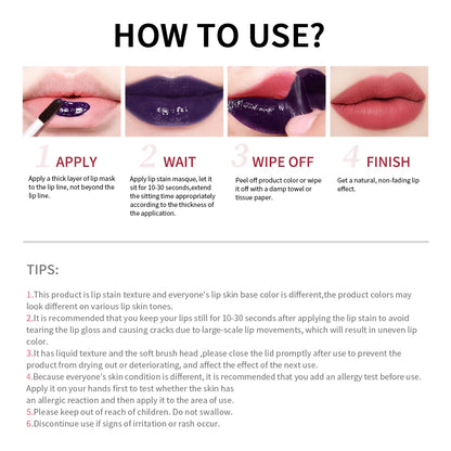 Waterproof Peel Off Tattoo Lip Gloss – Long Lasting Hydrating Lip Tint