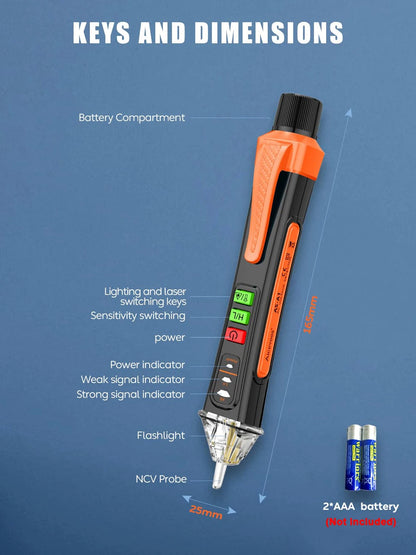 Non-Contact Voltage Detector Electrical Pen AC Voltage Tester Smart Breakpoint Finder 12-1000V Buzzer Alarm with Flashlight