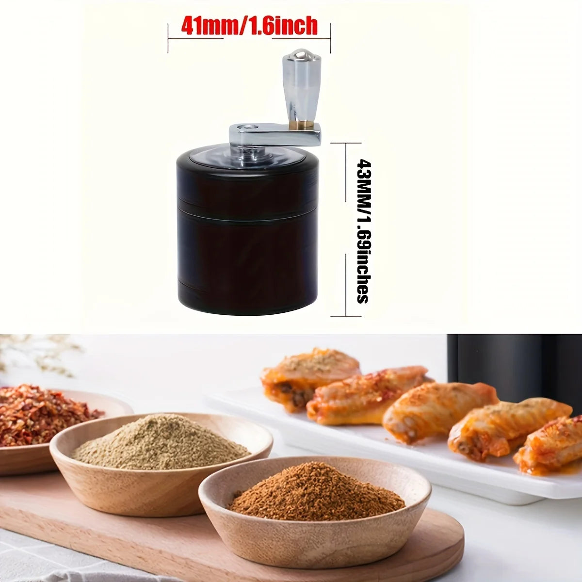 1.6-Inch/40mm Herb Nut and Hard Spice Manual Grinder for Nutmeg, Ginger, Rock Salt, and Pepper Corn